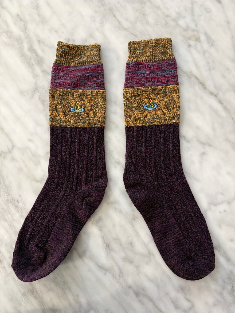 NWOT Vivienne Westwood Cotton Color-Block Logo Socks